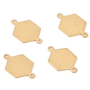 Gepersonaliseerde stempelblanco - messing zeshoekige verbindingsstukken - onbewerkte messing zeshoekige verbindingsstukken - oorbellen - 15 x 10 x 0,57 mm - PP2173