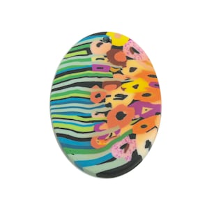 Handgemachter Polymer Clay Anhänger - Gestreifte künstlerische Schmuckkomponente - Funky Regenbogen Schmuck - 35x23x2mm - PC2372
