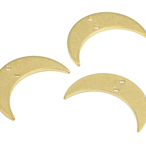 Brass Moon Connectors - Raw Brass Moon and Necklace - Brass Moon Earring Connectors - 2 Holes - 21.28x13x1.07mm - PP2709 image 3