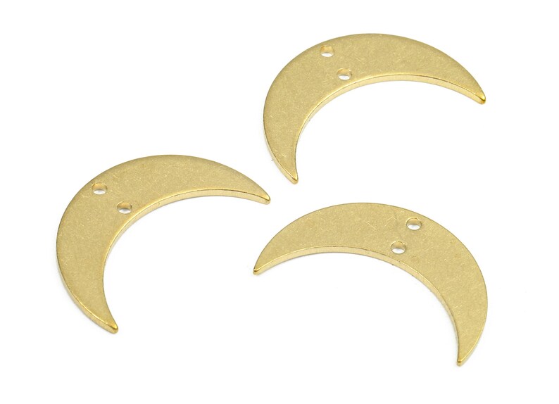 Brass Moon Connectors - Raw Brass Moon and Necklace - Brass Moon Earring Connectors - 2 Holes - 21.28x13x1.07mm - PP2709 image 3