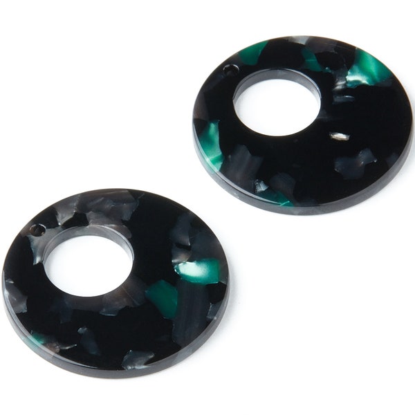 Acetate Circle Earring Charms - Circle Shaped Pendant - Earring Findings - Jewelry Supplies - Color Code: A49 - 31.7x31.7x2.64mm - AC1359G