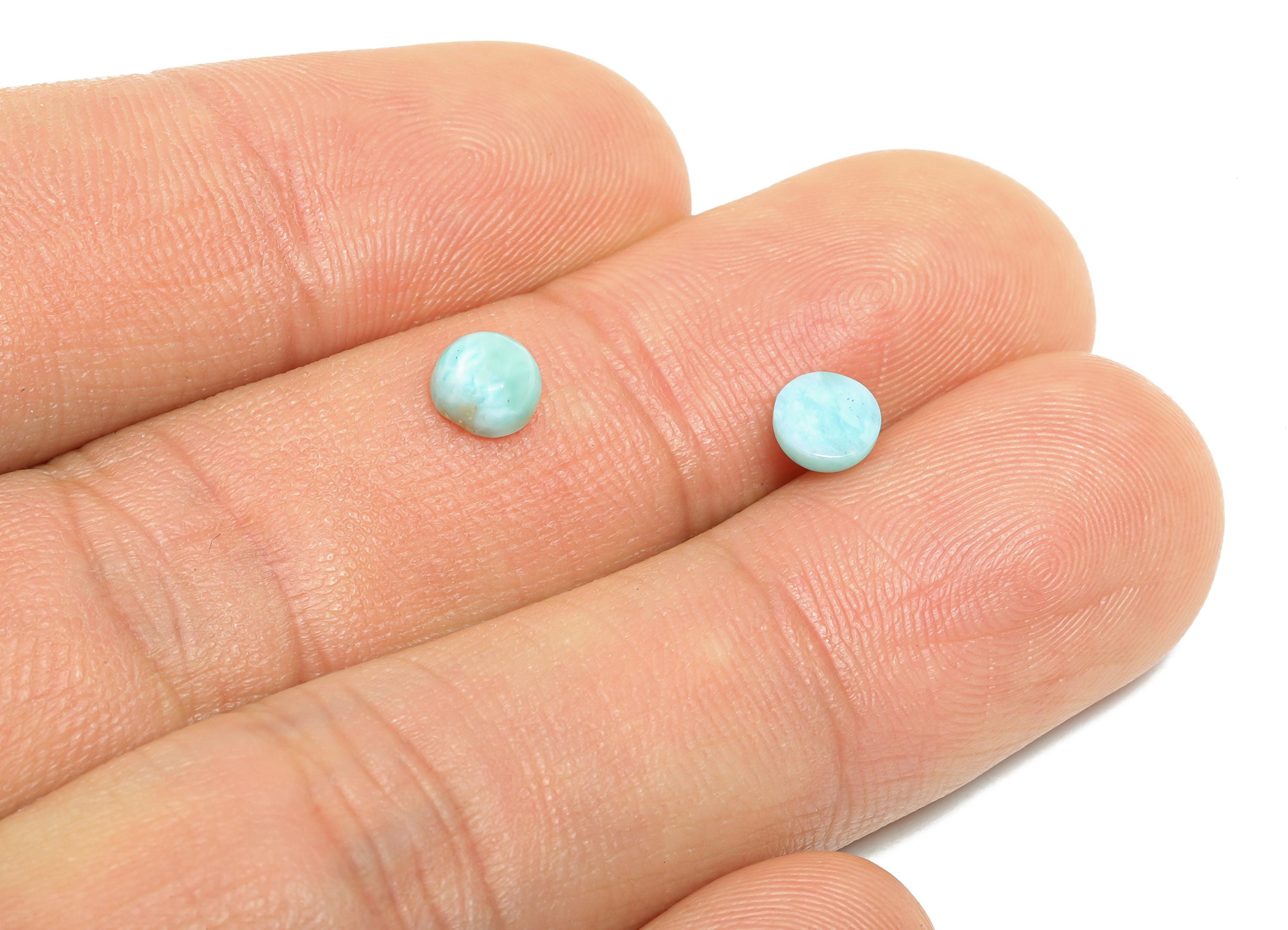 5mm Round Larimar Natural Stone - Blue Larimar Cabochon for Crafts