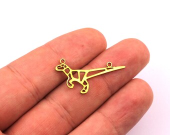 Conector de latón con forma de dinosaurio - Latón en bruto con forma de dinosaurio - Suministros para joyería - 30 x 15 mm - PP1152