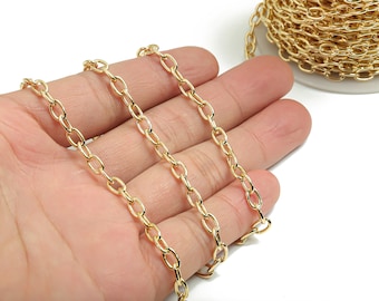 18K vergulde ijzeren kabelketting – open schakelarmband voor het maken van sieraden (0,28" x 0,16") RGP4300
