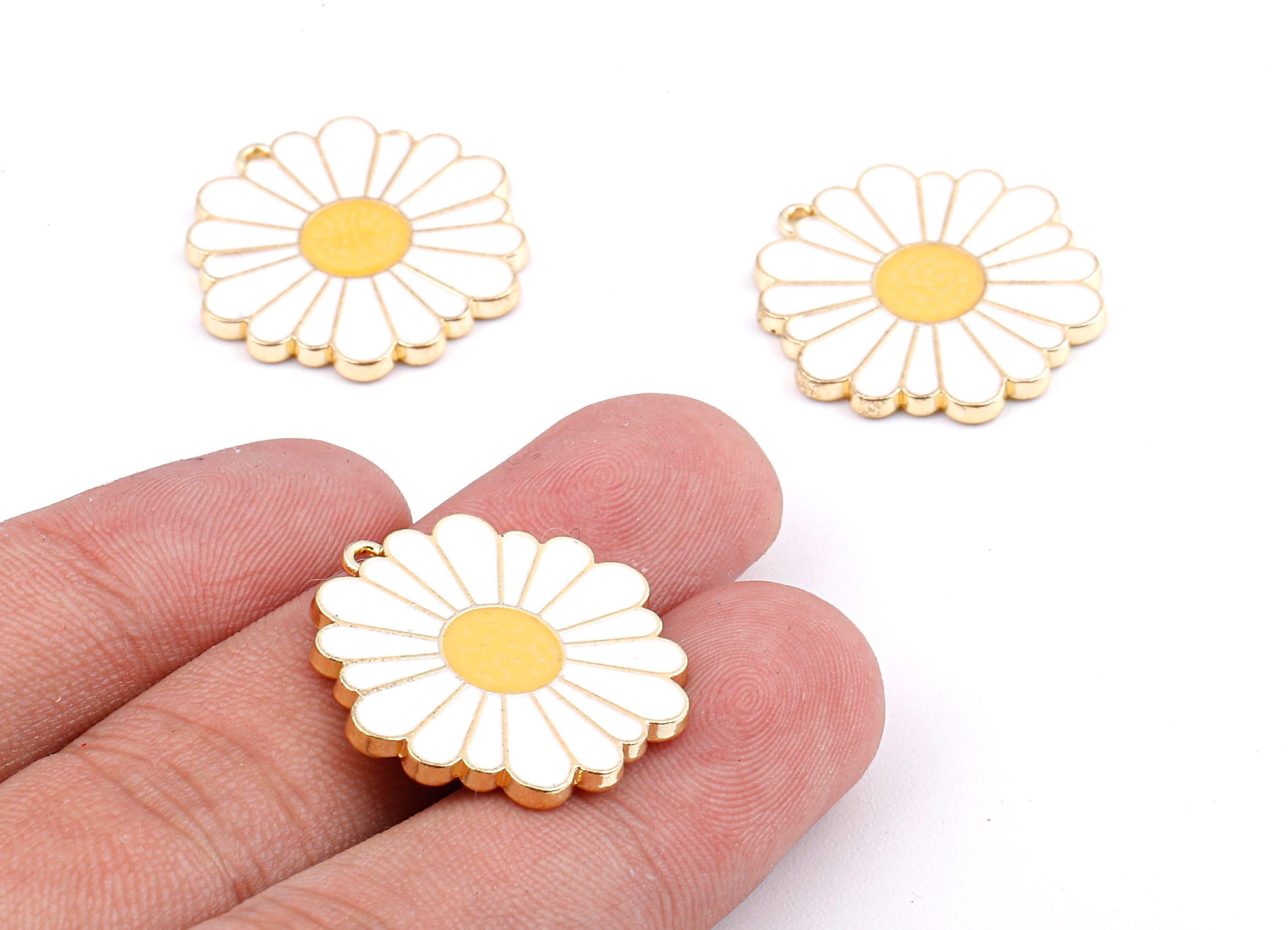 Alloy Daisy Charms - Zinc Alloy Daisy Earrings - Daisy Enamel