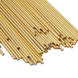 Brass Himmeli Tubes - Brass Himmeli DIY Tube Beads - Geometric Shapes - For Air Plants - 18k Real Gold Plated Brass -2x0.2x110mm-RGP4048-110