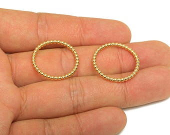 Bague chaîne boule 19 mm - jonc de perles délicat - anneau fin en laiton et or massif - anneau de perles - plaqué or véritable 18 carats - 23 x 23 x 1,77 mm - RGP7899