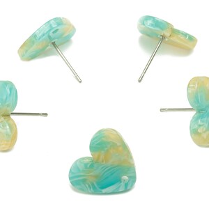 Acetate Heart Stud Earring - Heart Earring Post With Hole - 316 Stainless Steel Stud - Color Code: A846 - 15.04x13.43x2.57mm - AC2559-A846