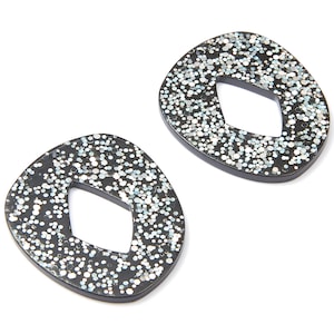 Acrylic Earring Charms - Tortoise Shell Earrings - Oval Shaped Pendant - Earring Findings - Color Code: A100 - 46,3x39,77x2,44mm - AC1303C