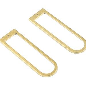 Connector Brass D Ring - Raw Brass Long Oval Connector - Brass D - Earring Findings - Jewelry Supplies - 40.05x12.61x0.98mm - PP3361 image 2