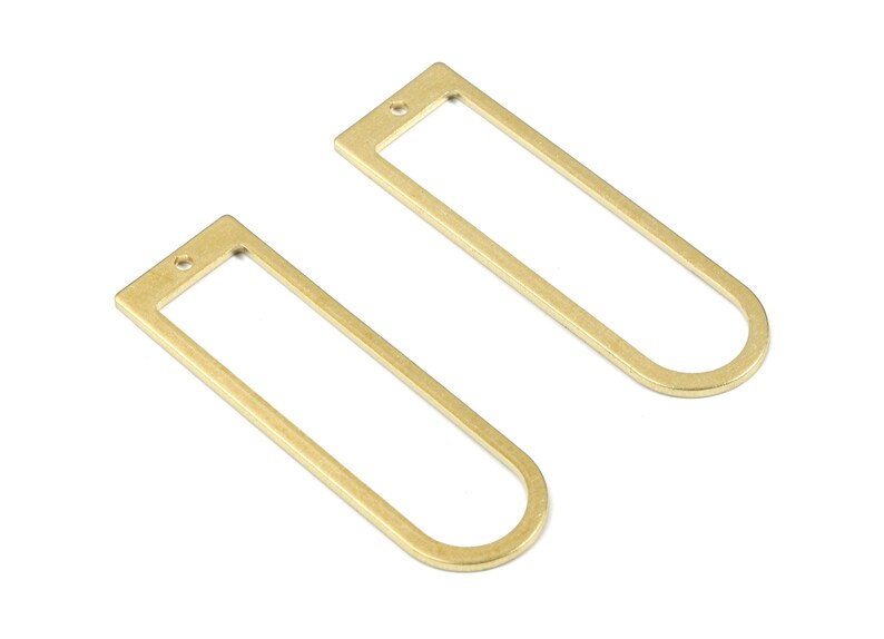 Connector Brass D Ring - Raw Brass Long Oval Connector - Brass D - Earring Findings - Jewelry Supplies - 40.05x12.61x0.98mm - PP3361 image 2