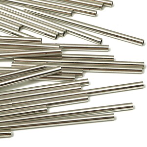Silver Tone Himmeli Tubes - Brass Round Himmeli DIY Tube Beads - Circle Pipes for Geometric - For Air Plants - 2x0.2x40mm - PP4568S-40