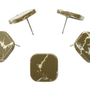 Acetate Oval Square Stud Earring - Earring Post With Hole - 316 Stainless Steel Stud - Color Code: A844 - 16.76x16.75x2.77mm - AC2557-A844