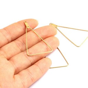 Raw Brass Earring Hoops - Triangle Shaped Ear Wire - Geometric Earring Findings - Jewelry Supplies - 43.3x25x0.65mm - PP1365