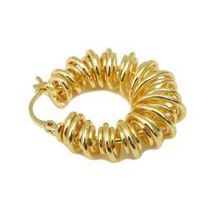 Brass Spiral Coil Clasp - Brass Coil Binding Huggie Hoop - Gold Wire Spring Earring -Hoop Clasp- 18K Real Gold Plated - 32x27x11mm- RGP6301 image 4