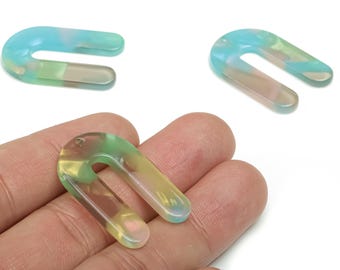 Acetate U Earring Charms - Acetate U Pendant - Jewelry Making Supplies - Color Code:783 - 32.42x21.52x2.6mm - AC1969-A783
