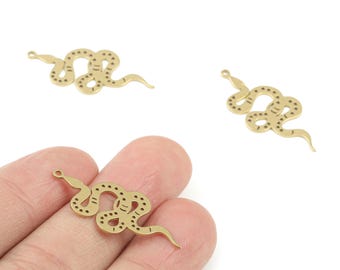 Snake Brass Earring Charms - Raw Brass Snake Pendant -  Brass Snake Charm - Jewellery Making Supplies - 32x15x0.7mm - PPM3659