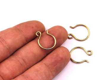 50 Pieces Brass Hoop Earring Wire- Raw Brass Ear Wire - Earring Findings - Jewelry Supplies - 19x15mm - PP1091