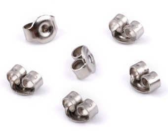 Stainless Steel Earring Stud Back - Stainless Steel Earring Post Nuts & Earring Wire Backs - Jewelry Supplies - 5.03 x4.04mm - SS1011