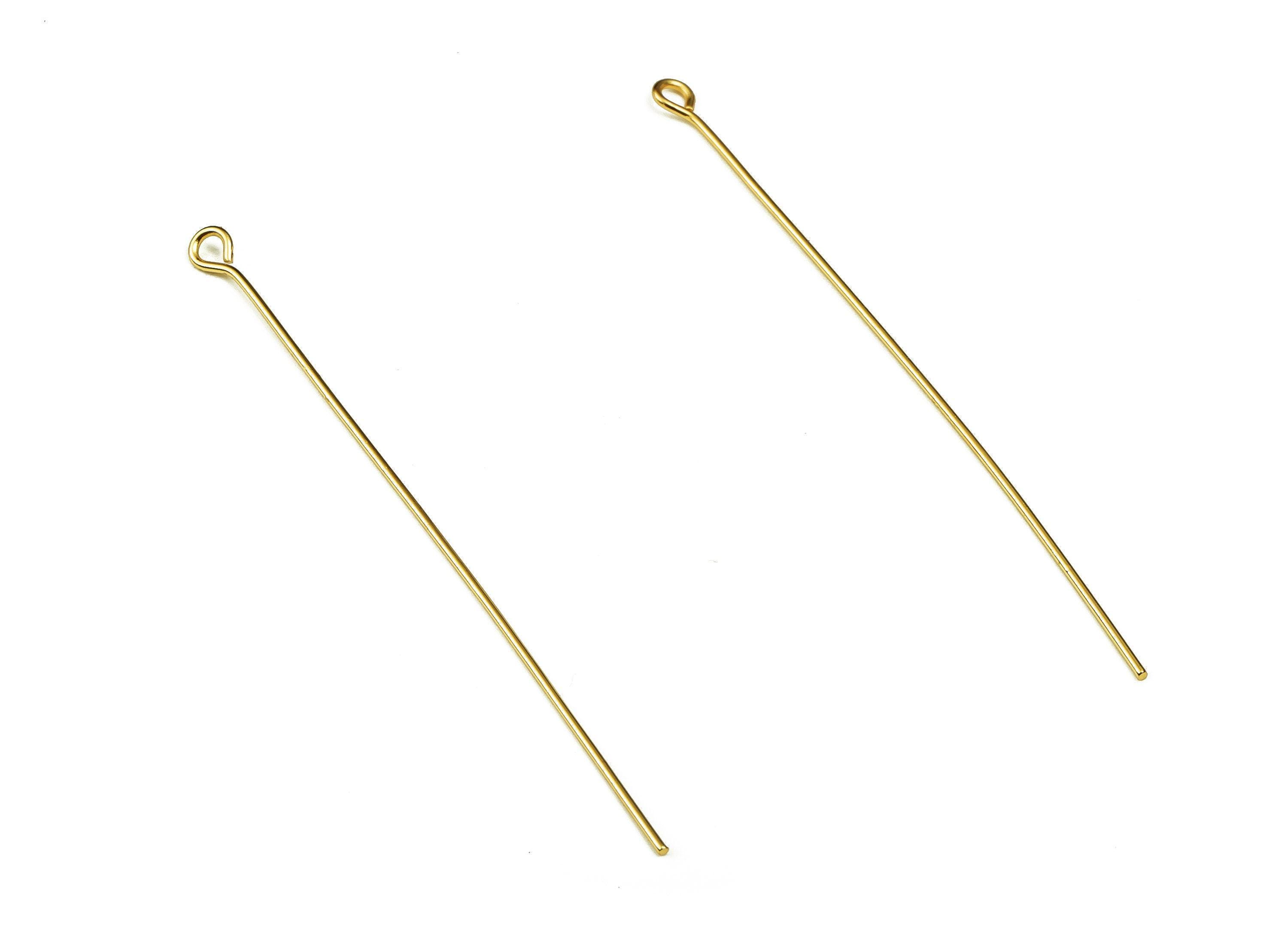 Brass Eye Pins – Shiny Gold Eye Pin – Solid Beading Eye Pins - 18K Real ...
