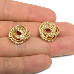 Verdrehter Knoten Ohrring Ohrstecker - Messing Trendy Ohrring Post - Schmuck für den Alltag - Gold Schmuck - 18K Echtgold vergoldet - 19x17x4.3 mm - RGP9356 Bild 1