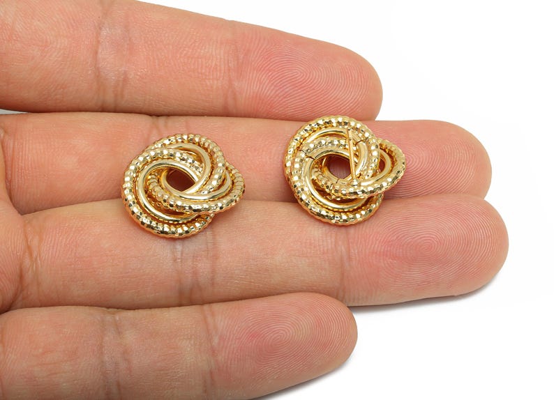 Verdrehter Knoten Ohrring Ohrstecker - Messing Trendy Ohrring Post - Schmuck für den Alltag - Gold Schmuck - 18K Echtgold vergoldet - 19x17x4.3 mm - RGP9356 Bild 1