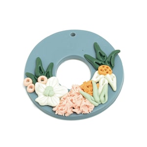 Polymer Clay Flower Pendant - Flower Earring Pieces - Lightweight Gift Idea for Her - Earrings Handmade Accessories - 35x36x5.71mm -PC2413
