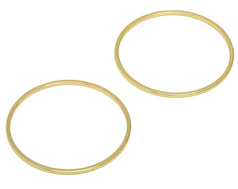 Anillos de oro de 30 mm - Conectores redondos de acero inoxidable - Anillos de bucle cerrado - Hallazgos de aro de pendiente - Chapado en tono dorado de 18K- 30x30x1 mm -RGP6724-30