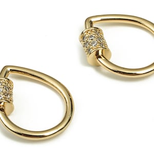 Brass Drop Pendant Charms with Zircons - Earring Charms - 18k Gold Plated Brass Charm - Jewelry Making Supplies -21.08x17.03x5.54mm- RGP3530