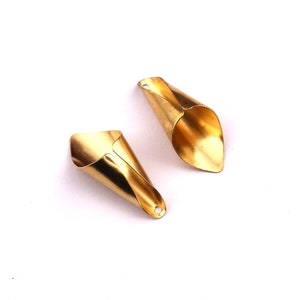 Brass Cone Bead Caps- Raw Brass Cone Bead Caps - Jewelry Supplies - 28x12mm - PP1205