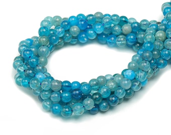 Cuentas redondas de fosfato azul de 4 mm - 15,5 pulgadas - Cuentas redondas de piedras preciosas - Cuentas de piedra natural - 4 x 4 mm - NS1485