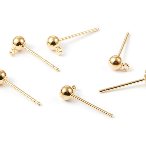 18K Real Gold Plated Earring Stud Brass Earring Post 1 Etsy