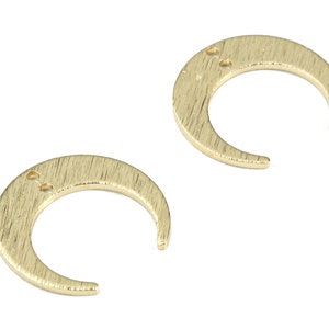 Brass Crescent Connector For Earring - Raw Brass Textured Moon Connector For Necklace - Jewelry Supplies - 17.86x16.59x1mm - PP3449
