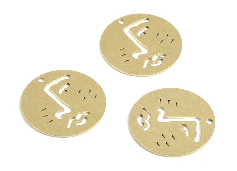 PPM3134 24.97x24.97x0.83mm Jewelry Supplies Earrings Finding Brass Round Wave Earring Charms Raw Brass Circle Wave Pendant