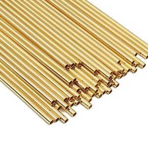Mosiężne rurki Himmeli - Mosiężne koraliki Himmeli DIY - Kształty geometryczne - Do roślin powietrznych - Mosiądz platerowany prawdziwym złotem 18k - 3,5 x 0,2 x 200 mm - RGP4051-200