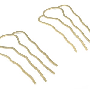 Brass Hair Tooth Comb Blanks - Brass 4 Teeth Barrette Hair Combs - Jewelry Supplies - 85.89x49.26x1.27mm - PP2982