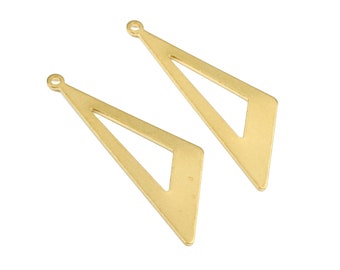 Brass Triangle Charms - Raw Brass Triangle Earrings and Pendant - Brass Triangle Necklace - Jewelry Supplies - 37.22x12.54x1mm - PP2545