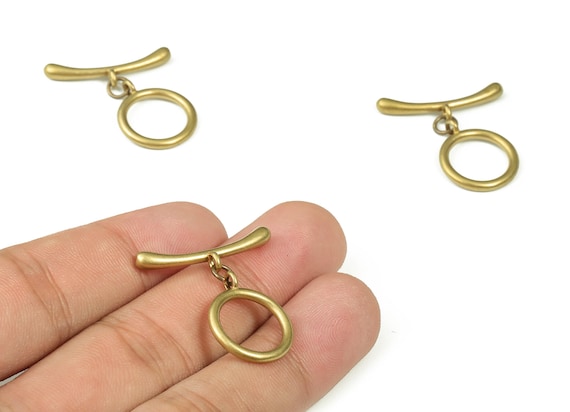 Brass Bracelet Toggle Clasp - Brass Plated Necklace Toggle Clasp – Brass Round Toggle Clasp – Jewelry Making - 29.05x25.72x3.25mm - PP4705