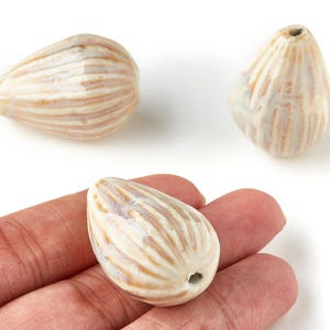 Glazed Ceramic Beads - Carved Shaped Beads - Handmade Beads - Necklace Beads - Connectors Beads - Jewelry Supplies - 34.54x23.27mm - NS1044 image 1