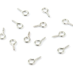 Eye Hook Screw - 4x8 - Silver Tone Plated Brass Eye Hook Screw - Jewelry Making - 8x4mm - PP1713S