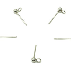 Steel Mini Ball Earring Stud - Silver Earring Post With Loop - Ball Stud Earring Charm - 316 Stainless Steel - 5.9x3x3mm - SS1407-3