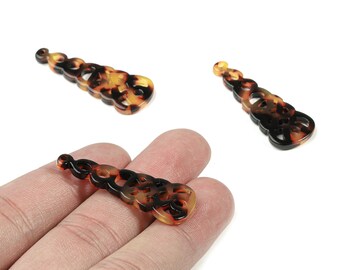 Acetate Unique Earring Charm - Tortoise Shell Patterned Drop Pendant - Jewelry Supplies - Color Code:A01- 39.8x14.7x2.5mm - AC1832-A01