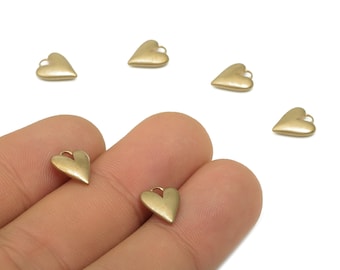 Raw Brass Mini Heart Charms – Jewelry Making Findings (9.75x8.27x2.36mm) PP7850