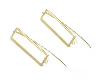 Brass Rectangle Earring Wire - Raw Brass Rectangle Earring Hook - Earring Hook - Jewelry Supplies - 56x10.24x0.91mm - PP3516