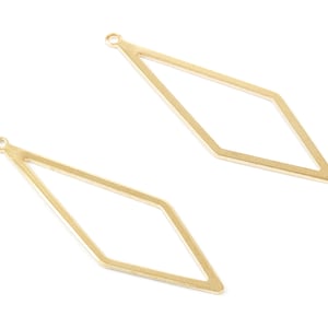 Brass Rhombus Charms - Rhombus Raw Brass Pendant - Brass Earring Findings - Jewelry Supplies - 42x14.48x0.76mm - PP1860