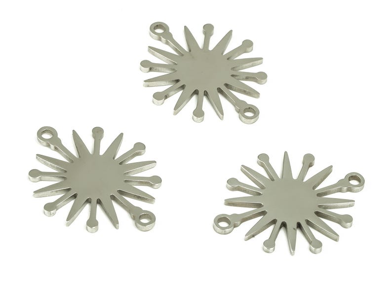 Roestvrijstalen zon-verbindingsstuk - roestvrijstalen zonoorbelbedels - oorbelbevindingen - benodigdheden voor het maken van sieraden - 19,73 x 15,86 x 0,9 mm - SS1239 afbeelding 3