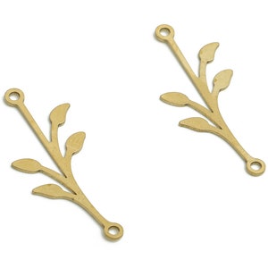 Brass Branches Earring Connector - Raw Brass Branches Charms and Pendant - Jewelry Making Supplies - 29.55x11.65x0.61mm - PP4770