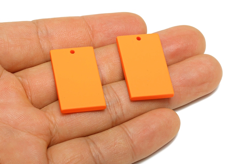 Colgante rectangular acrílico para pendientes - Colgante geométrico rectangular naranja mate - Fabricación de joyas - Código de color: A1056 - 29,7 x 15,8 x 3 mm - AC3677-A1056 imagen 1