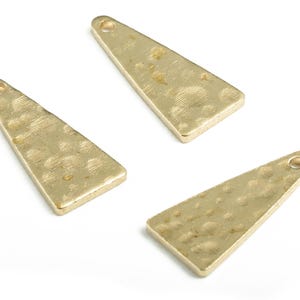 Brass Hammered Triangle Earring Charms - Raw Brass Triangle Pendant - Earring Findings - Jewelry Making Supplies - 14.98x6.9x0.96mm - PP3667 image 3