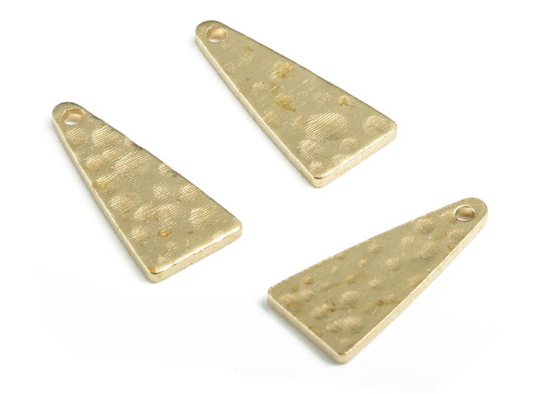 Brass Hammered Triangle Earring Charms - Raw Brass Triangle Pendant - Earring Findings - Jewelry Making Supplies - 14.98x6.9x0.96mm - PP3667 image 3